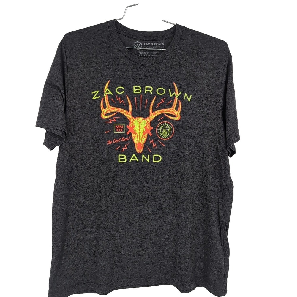 Zac Brown "The Owl Tour" 2019 Official Band Tee Shirt Size Men's XL Dark Grey